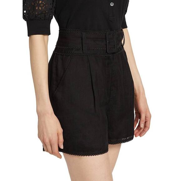 Veronica Beard Hobbes Belted Shorts in Black 4 - Picture 3 of 6